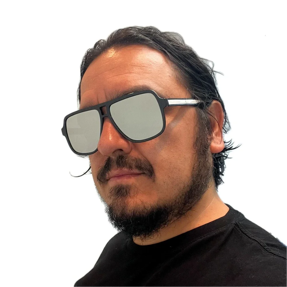Square‎ Aviator Sunglasses Mens Silver Mirror Street Wear Fashion Eyewear Lentes